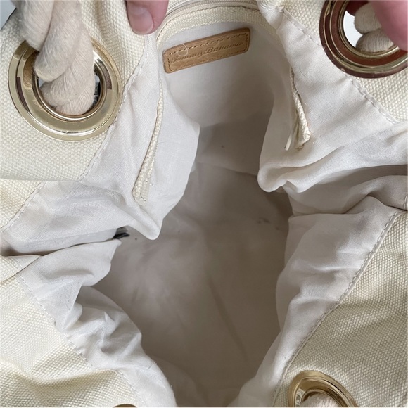 Tommy Bahama | Nautical Rope Canvas Beachy Bag w/ Grommets & Leather Accents - Picture 5 of 7